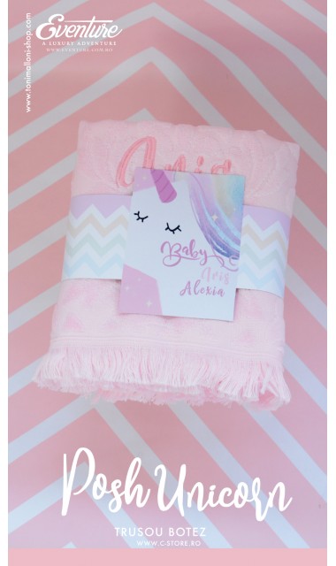 Trusou de botez pentru fetite modern cu unicorni, Posh Unicorns 11